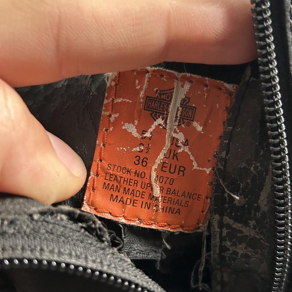 Harley Davidson Boots Womens Size 5.5 Black Leather Lace Up Moto Combat Zip 4070 - Picture 9 of 9